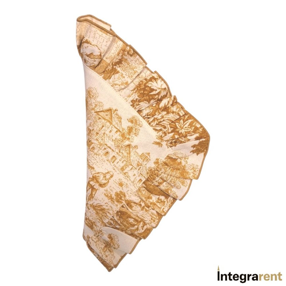 Noleggio Tovagliolo Cotone Volant Toile de Jouy Ocra
