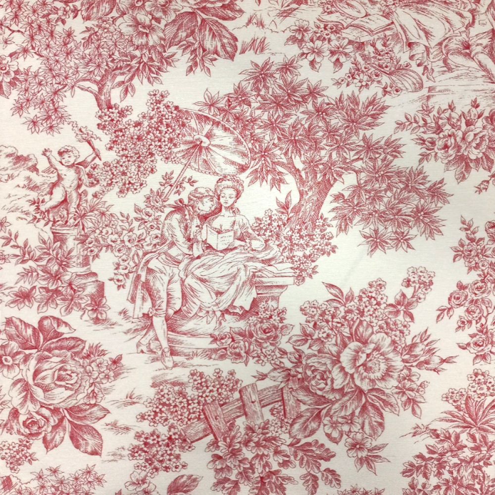 Noleggio Tovaglia Cotone Toile de Jouy cm.330x330 - Rosso