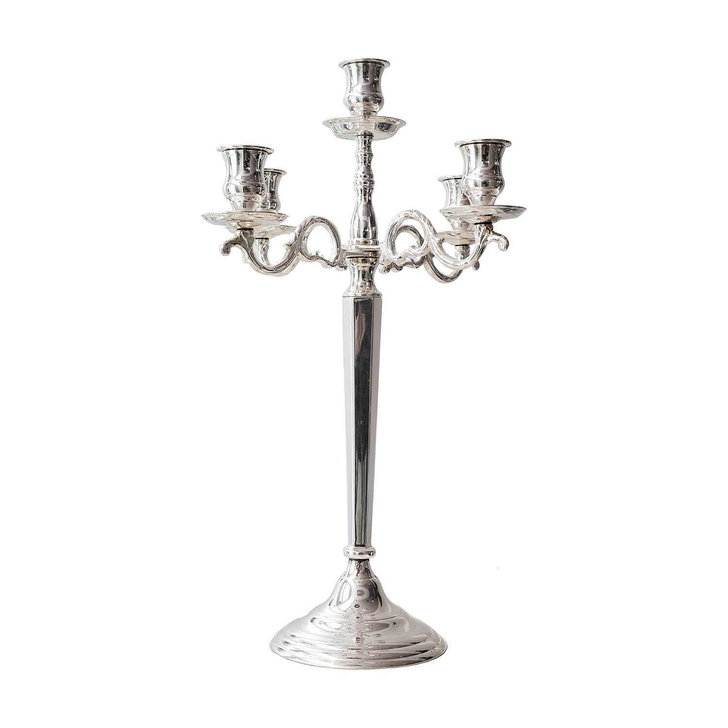 Noleggio Candelabro 5 Fiamme h.cm. 55 Argento