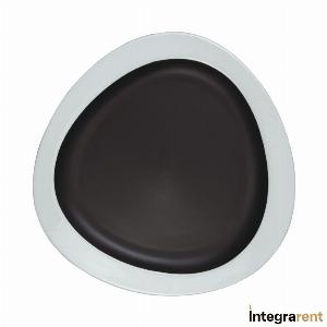 Noleggio Vassoio Tondo Nero Fascia Bianca Ø cm. 32