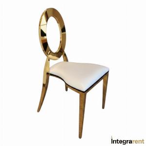 Noleggio Sedia Margaux Gold con cuscino Ecopelle Bianco