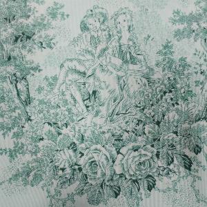 Noleggio Tovaglia Cotone Toile de Jouy cm.330x330 - Verde Smeraldo