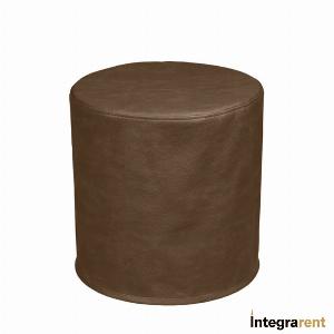 Noleggio Pouf Tondo in Pelle Goffrata Marrone