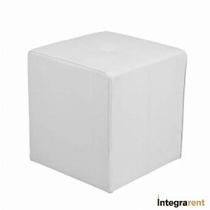 Noleggio Pouf Cubo in Pelle Bianco