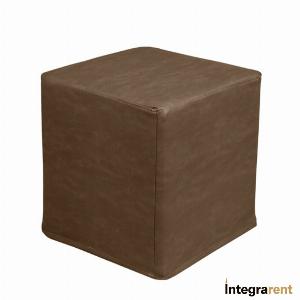 Noleggio Pouf Cubo in Pelle Goffrata Marrone