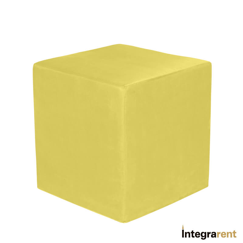 Noleggio Pouf Cubo Velluto Giallo Senape