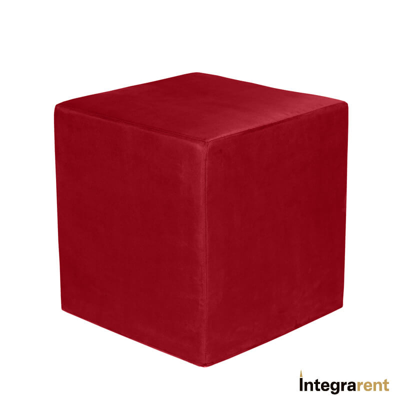 Noleggio Pouf Cubo Velluto Rosso