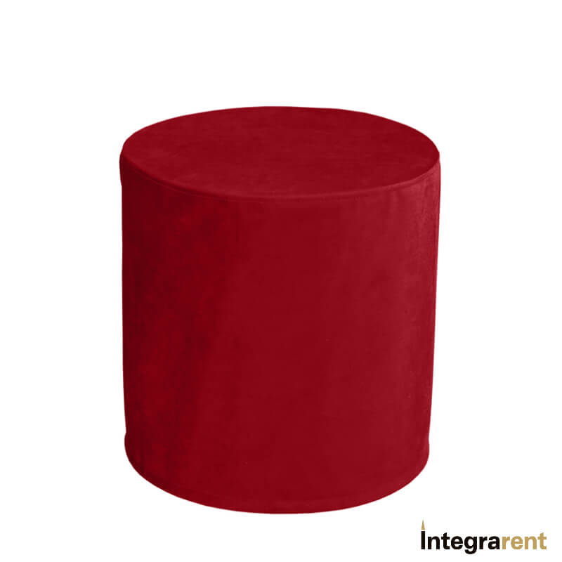 Noleggio Pouf Tondo in Velluto Rosso