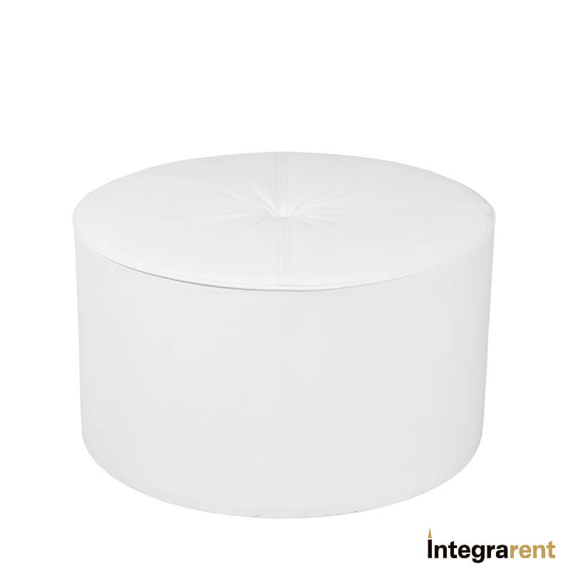 Noleggio Pouf Tondo in Pelle Bianco