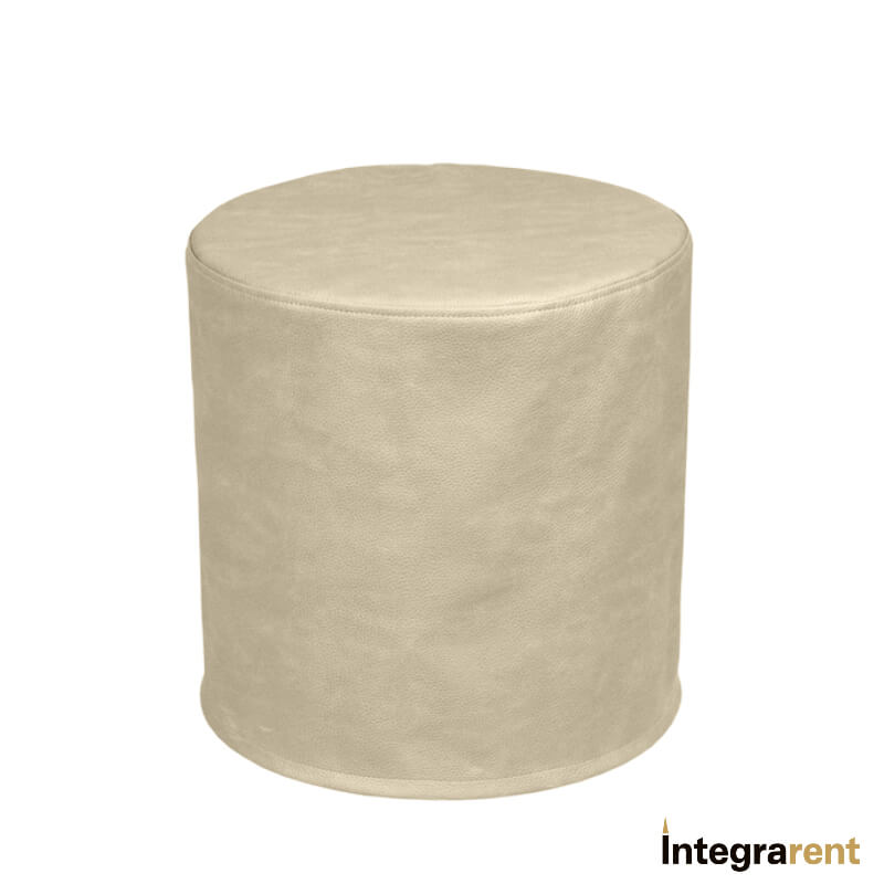 Noleggio Pouf Tondo in Pelle Goffrata Beige