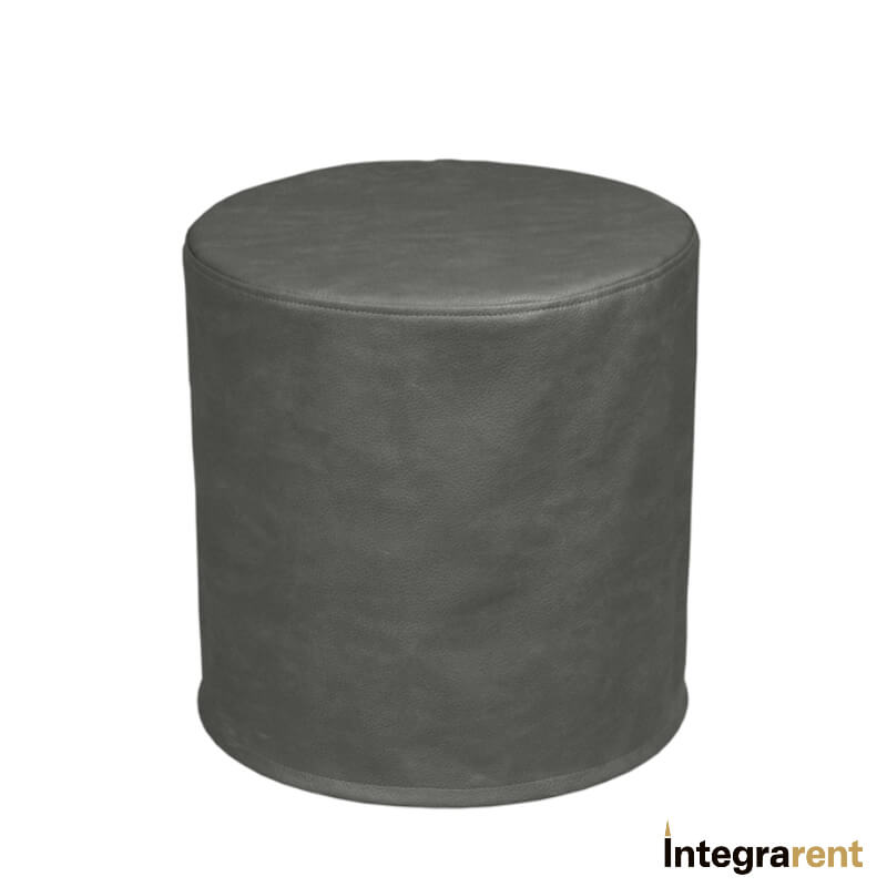 Noleggio Pouf Tondo in Pelle Goffrata Grigio Antracite