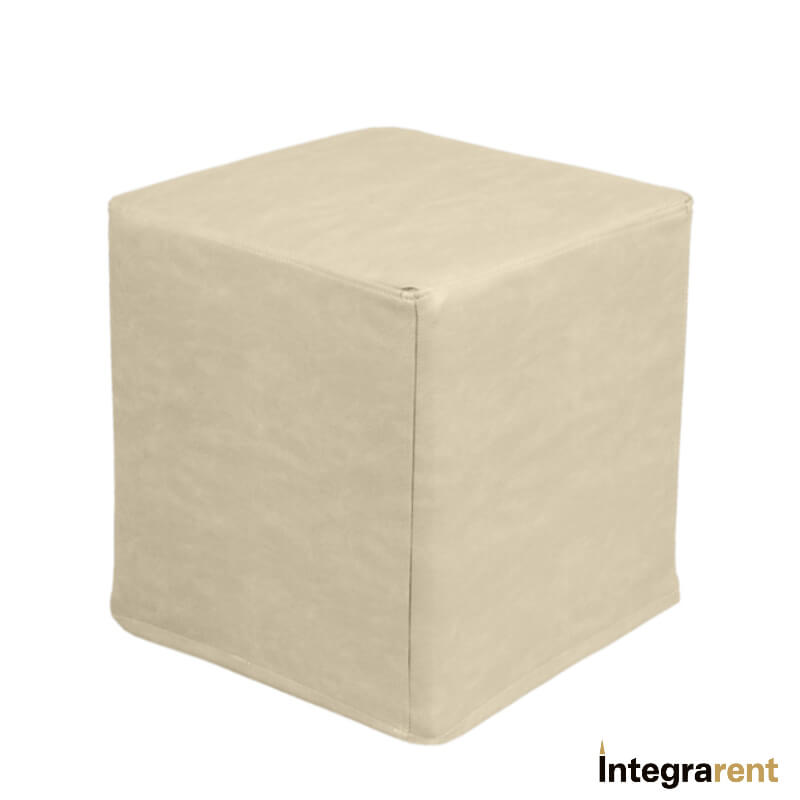 Noleggio Pouf Cubo in Pelle Goffrata Beige