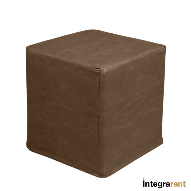 Noleggio Pouf Cubo in Pelle Goffrata Marrone