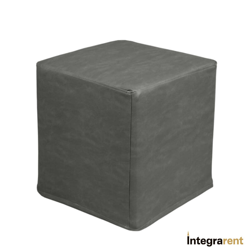 Noleggio Pouf Cubo in Pelle Goffrata Grigio Antracite