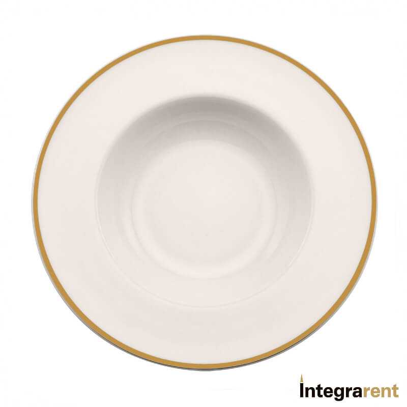 Noleggio Piatto Fondo Bone China Filo Oro Ø cm.24