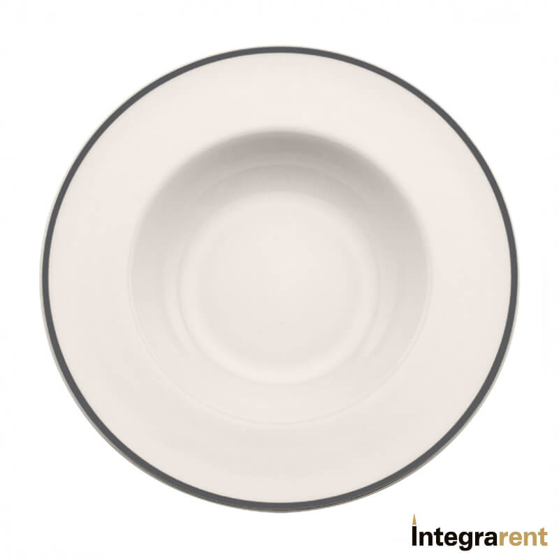 Noleggio Piatto Fondo Bone China Filo Platino Ø cm. 24