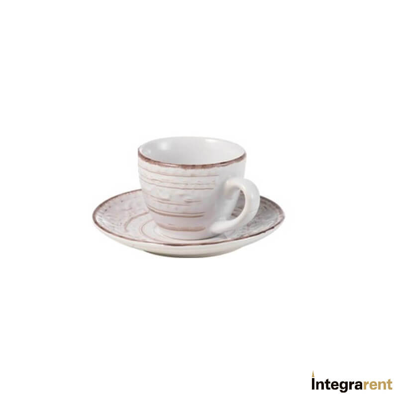 Noleggio Tazza Moka + Piattino Country Chic White